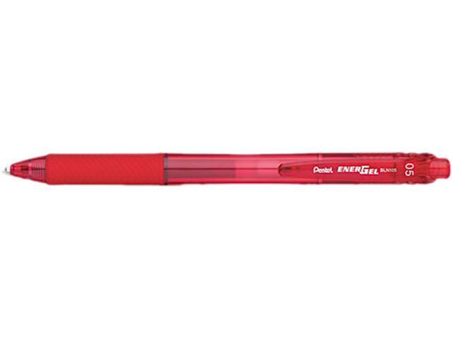Pentel EnerGel-X Retractable Roller Gel Pen .5mm Red Barrel/Ink Dozen BLN105B