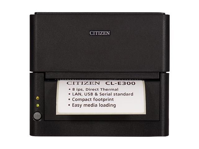 Citizen CL-E300XUBNNA CL-E300 Series Compact LAN-as-standard Direct Thermal Barcode and Label Printer - USB/LAN/Serial - Black