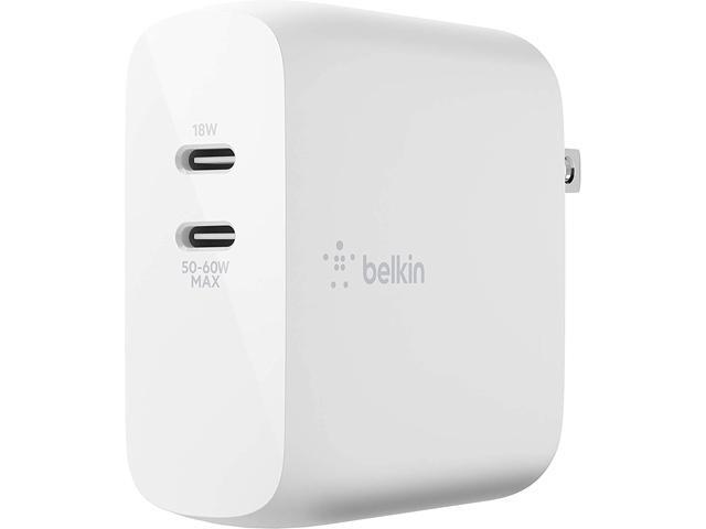 Belkin 68W Dual USB-C Wall Mount GaN Charger PD Power Delivery for iPhone Fast Charger, MacBook Pro Charger, iPad Pro, Pixel, Galaxy, and More...