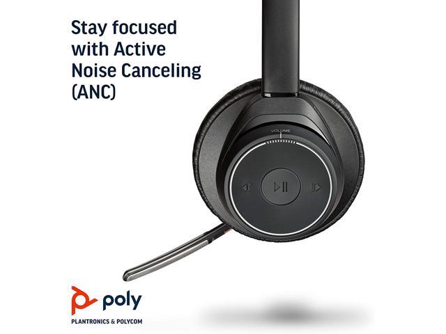 Plantronics - Voyager Focus UC with Charge Stand (Poly) - Bluetooth Dual-Ear (Stereo) Headset with Boom Mic - USB-A PC/Mac Compatible - Active...