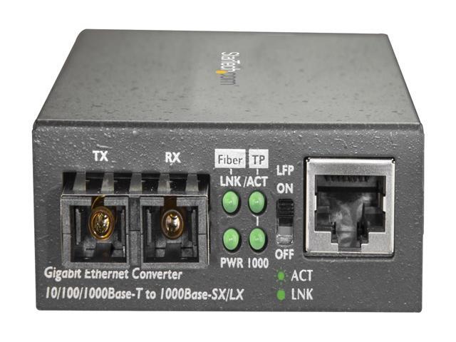StarTech. com Single Mode SC Fiber Ethernet Media Converter - 1000BASE-LX Gigabit Fiber Optic to Copper Bridge - 10/100/1000 Network 10km