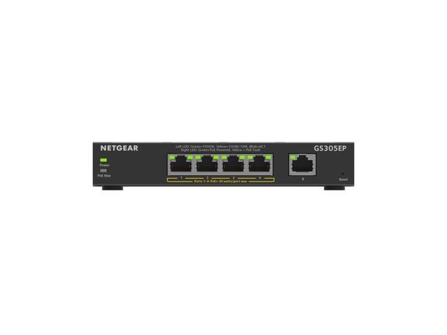 Netgear GS305EP 5-Port Gigabit Ethernet SOHO Plus Easy Smart Managed Essentials PoE+ Switch with 4-Port PoE+ (63W), GS305EP-100NAS