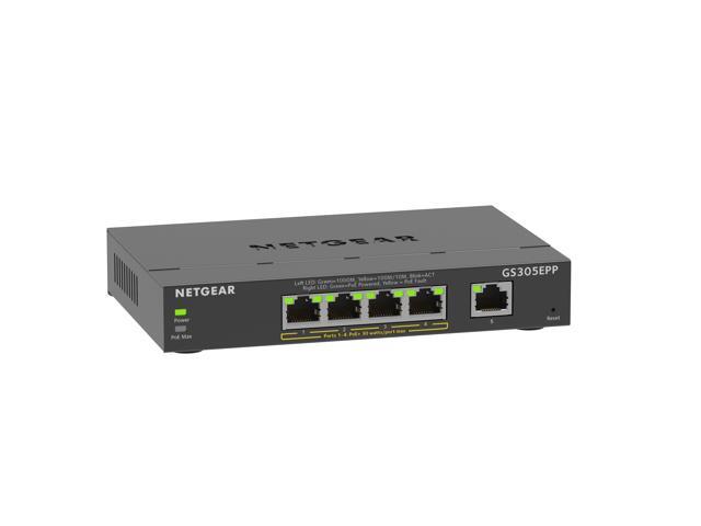 Netgear GS305EPP 5-Port Gigabit Ethernet Easy Smart Essentials PoE Manageable Switch, GS305EPP-100NAS