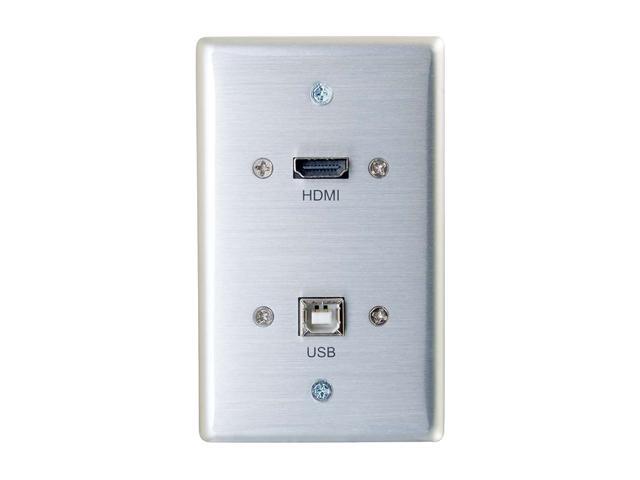 C2G/Cables to Go 39874 HDMI and USB Pass Through Single Gang Wall Plate, Brushed Aluminum