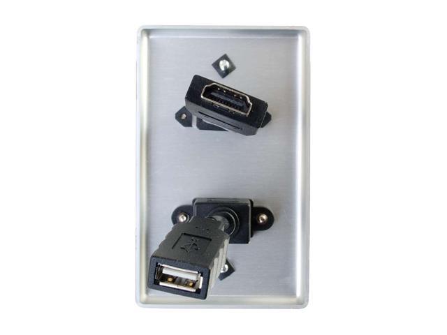 C2G/Cables to Go 39874 HDMI and USB Pass Through Single Gang Wall Plate, Brushed Aluminum