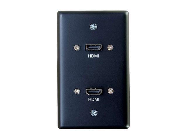 C2G 39879 Dual HDMI Pass Throuigh Single Gang Wall Plate, Black