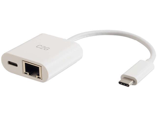 C2g Usb C Ethernet Adapter With Power - White