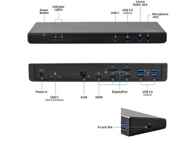 CODi Centro1080 Triple Display USB-C Docking Station with Triple 4K, HDMI & DisplayPort, 96W PD, DisplayLink, TAA Compliant
