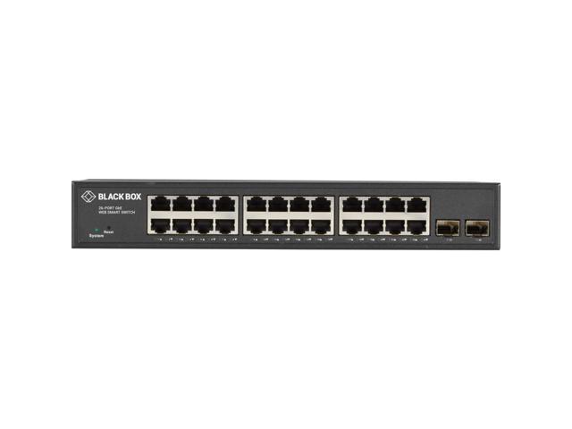 Black Box 26 Port Gigabit Ethernet Managed Switch - (24) RJ-45, (2) SFP - Manageable - 2 Layer Supported - Modular - 2 SFP Slots - Twisted Pair,...