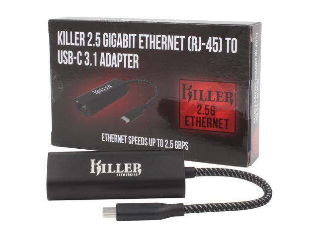 Killer E3100 USB-C 3.1 to RJ-45 2.5Gbps Ethernet Adapter