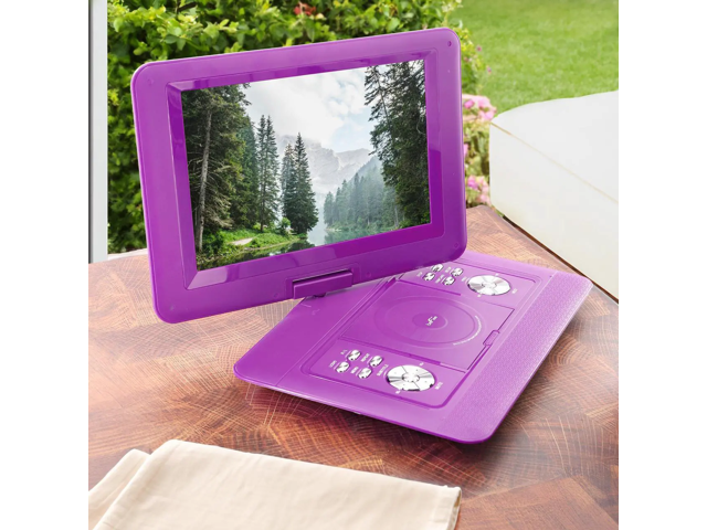 Trexonic 13.3 Inch Portable TV+DVD Player with Color TFT LED Screen and USB/HD/AV Inputs - Purple