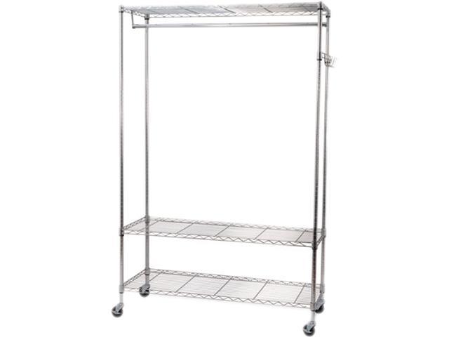 Wire Shelving Garment Rack  Coat Rack  Stand Alone Rack W/casters  Silver