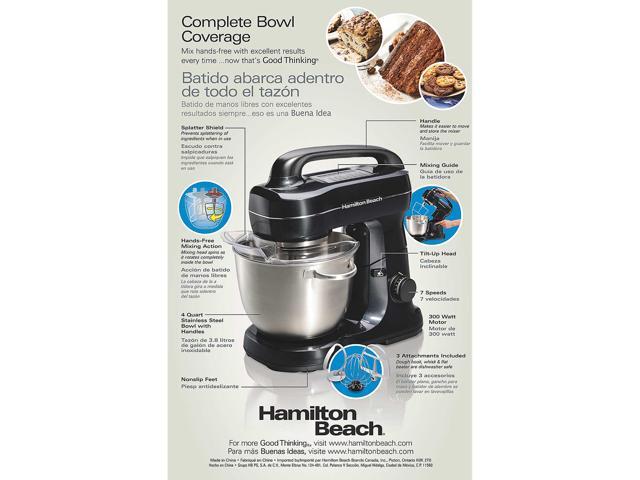 Hamilton Beach 63394 7 Speed Stand Mixer, Metalic Black