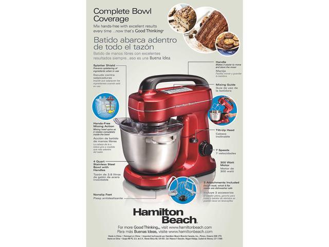 Hamilton Beach 63395 7 Speed Stand Mixer, Metalic Red