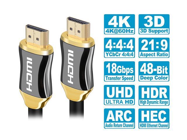 4K HDMI Cable 6ft High Speed,4K @ 60Hz, Ultra HD, 2K, 1080P & ARC Compatible for Laptop, Monitor, PS5, PS4, Xbox One, Fire TV, Apple TV & More