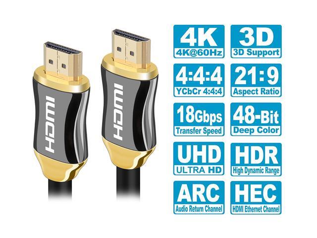 4K HDMI Cable 10ft HDMI 4K Cable Ultra High-Speed 18Gbps, 6ft Length, Compatible with HDTVs, Blu-ray Players, Gaming Consoles