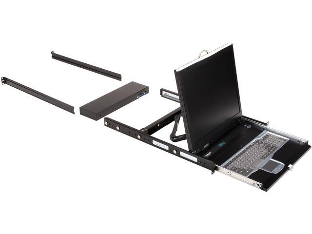 KVM LCD CONSOLE TRAY AND SWITCH - 19IN, SINGLE-RAIL, DVI-D, VGA, PS/2, USB, 8-PO