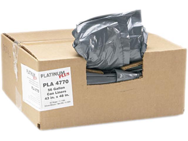 Platinum Plus Can Liners, 56 Gal, 1.55 Mil, 43' X 48', Gray, 50/Carton PLA4770