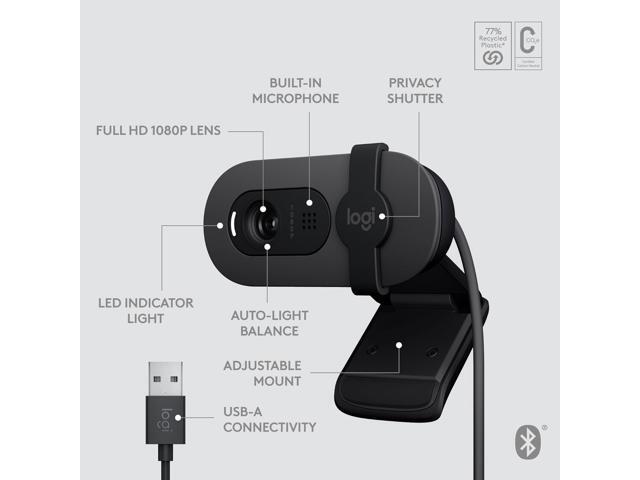 Logitech - Brio 105 1080p Webcam for Laptops with Privacy Shutter & Auto Light Balance - Black - image 6
