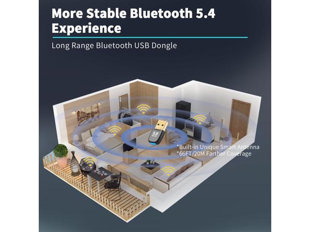 2026 Latest Free Driver Bluetooth 5.4 USB Adapter for PC Laptop, 20M Range Wireless Transmitter Dongle for Computer Desktop Windows 11 10 8.1 7,...