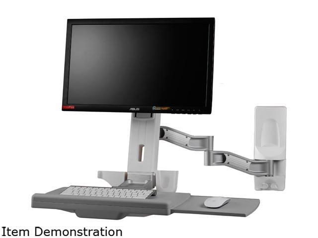Amer Networks Sit-Stand Spring Arm Wall Mount Computer Workstation Combo System Gray - image 2