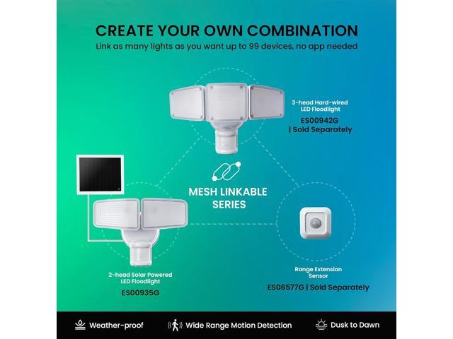 Home Zone Security 2 Pack Solar Floodlights Outdoor with Motion Sensor 40 x 180°, 1500 Lumens, 5000K Bright White, Dusk to Dawn, Aluminum...