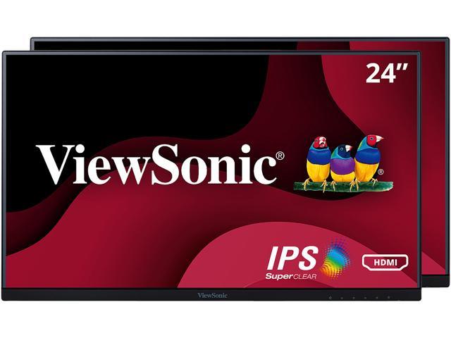 ViewSonic VA2456-MHD H2 24 Inch Frameless Dual Pack Head-Only 1080p IPS Monitors with HDMI DisplayPort and VGA for Home and Office