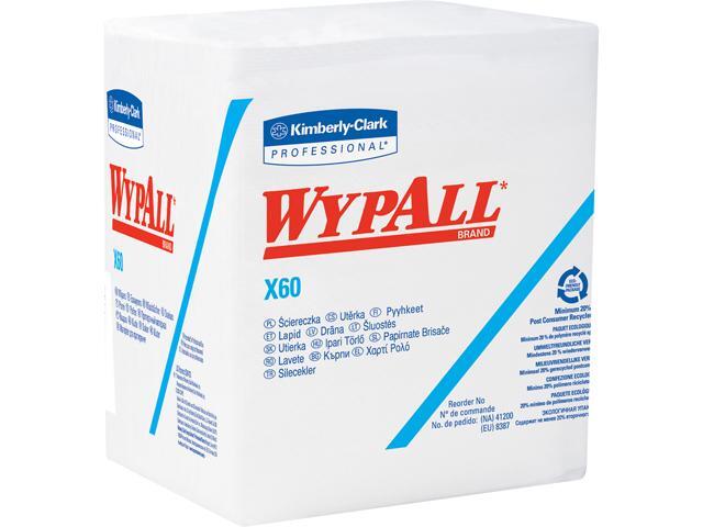 WypAll X60 Reusable Cloths (34865) Quarterfold Washcloths, White, 76 Sheets / Pack, 12 Packs / Case, 912 Washcloths / Case