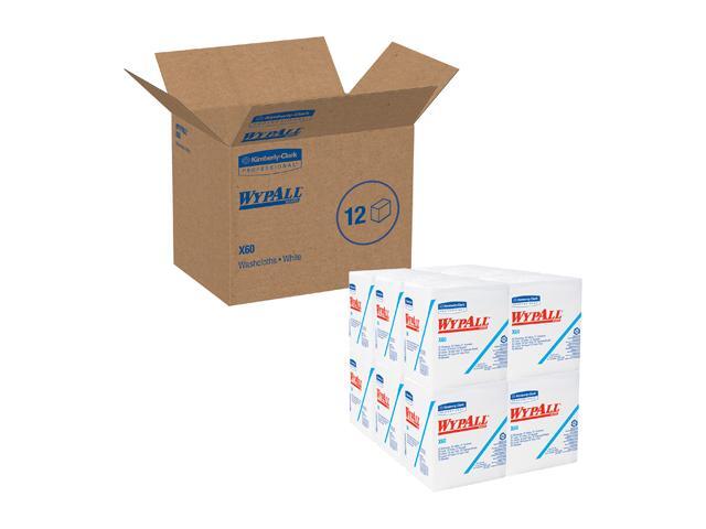 WypAll X60 Reusable Cloths (34865) Quarterfold Washcloths, White, 76 Sheets / Pack, 12 Packs / Case, 912 Washcloths / Case