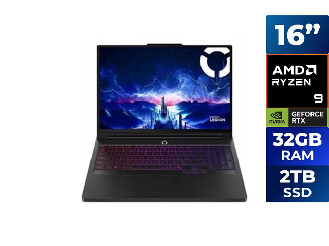 Lenovo Legion Pro 7 16AFR10H 16' Gaming Notebook - AMD Ryzen 9 9955HX3D (2.50 GHz) - 32 GB - 2 TB SSD - Windows 11 Pro - NVIDIA Geforce RTX 5080 16...