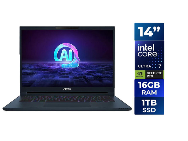 MSI Stealth 14 AI Studio A1VFG-068US 14' Gaming Notebook - Full HD Plus - GeForce RTX 4060 - Intel Core Ultra 7 155H - 16 GB - 1 TB SSD - Star...