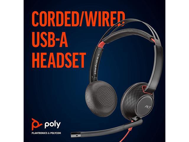 Poly - Blackwire 5220 USB-C Headset (Plantronics) - Wired, Dual Ear (Stereo) Computer Headset with Boom Mic - USB-C, 3.5 mm to connect to your PC,...
