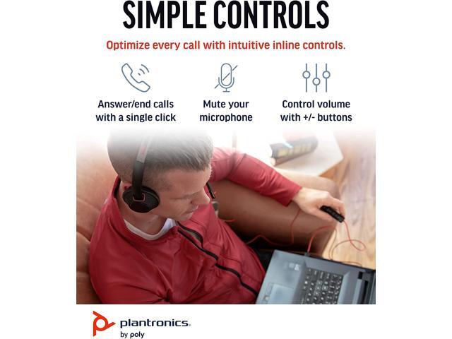 Plantronics by Poly Blackwire 5220 USB-C Wired Headset - Flexible Noise-Canceling Boom Mic - Ergonomic Design - Connect to PC/Mac, Mobile via USB-C...