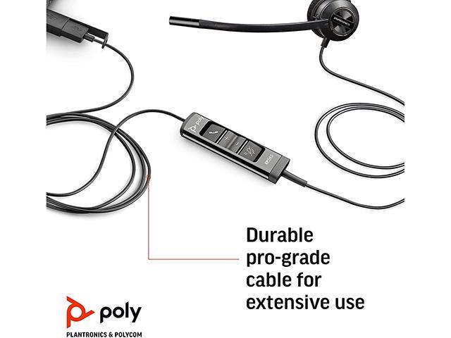 Poly (Plantronics + Polycom) EncorePro 545 USB-A and USB-C USB Headset (Plantronics) - Acoustic Hearing Protection - Hold & Call Answer Buttons -...