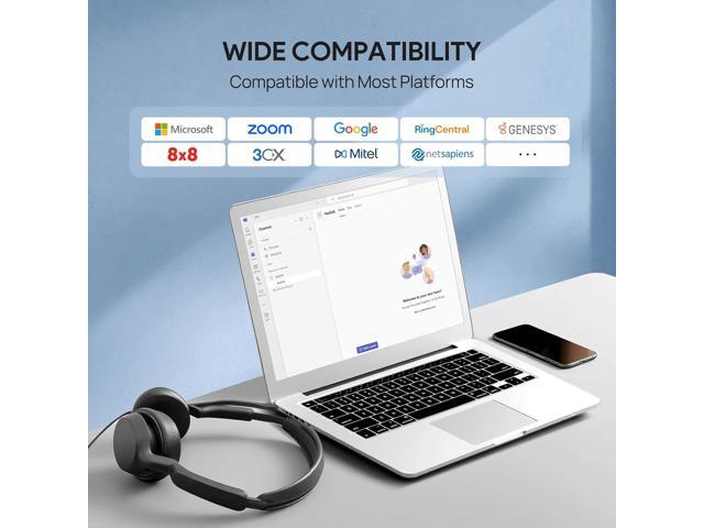 Yealink UH42 USB-C/A Headset with Microphone for PC Computer, Wired Headset Teams Certified, Noise Cancelling Mic, in Line Control, Mute Button,...