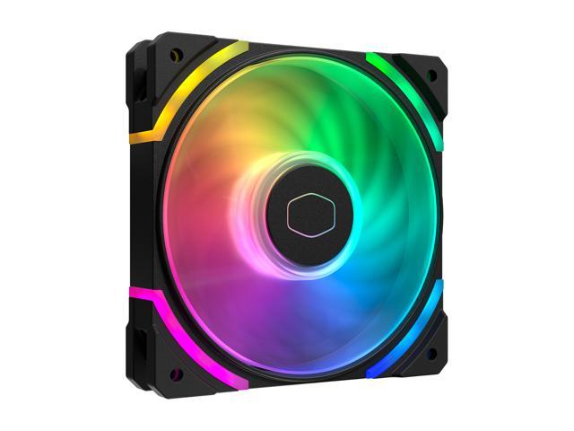 Cooler Master MasterFan SF120M ARGB Industrial Grade 120mm PWM Fan - w/ Patented Square Damping Fan Frame, 24 Addressable RGB LEDs.