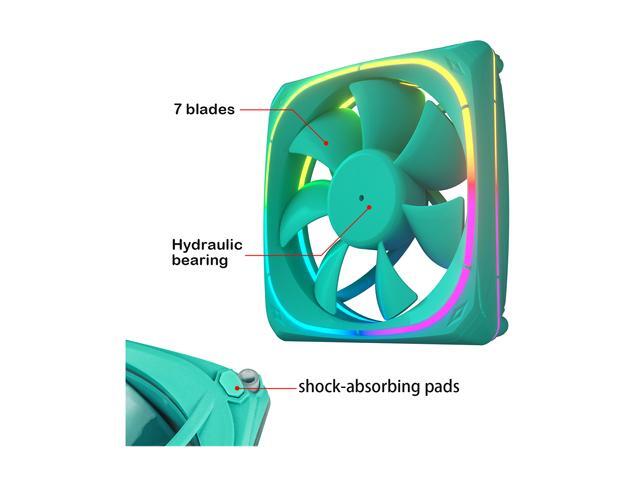 Vetroo CF120 120mm Case Fan 5V 3 PIN Addressable RGB MB Sync PC Cooling Fan W/ Green Fan Frame for Radiator / CPU Cooler / Computer Case