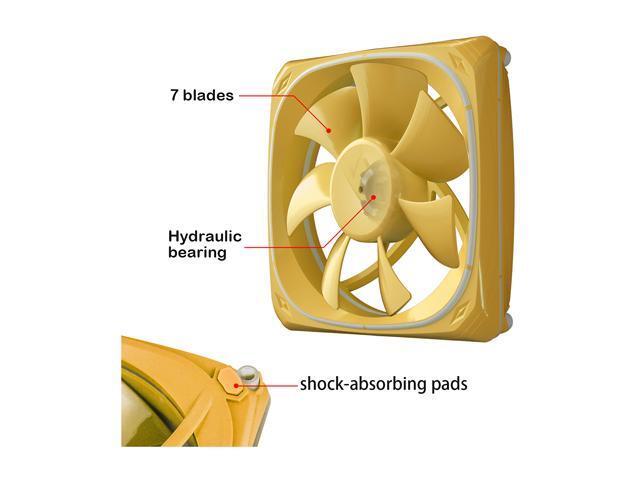 Vetroo DF120 120mm Case Fan White LED Lighting PC Cooling Fan W/ Yellow Fan Frame for Radiator / CPU Cooler / Computer Case