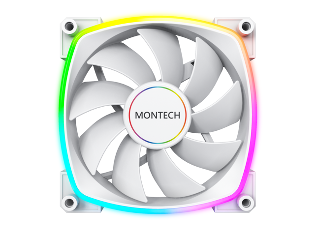 Open Box - Montech AX 140 ARGB Standard Fan 1600PWM, High-End Durability, Silent Performance, and Stunning ARGB Design (140mm, White)