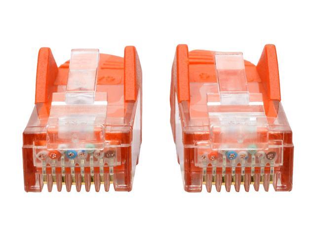 Tripp Lite Cat6 Gigabit Ethernet Snagless Molded Patch Cable UTP Orange RJ45 M/550Mhz 2Ft 2' (N201-002-OR)