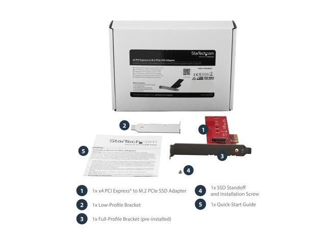 StarTech. com PEX4M2E1 M.2 Adapter - x4 PCIe 3.0 NVMe - Low Profile and Full Profile - SSD PCIE M.2 Adapter - M2 SSD - PCI Express SSD