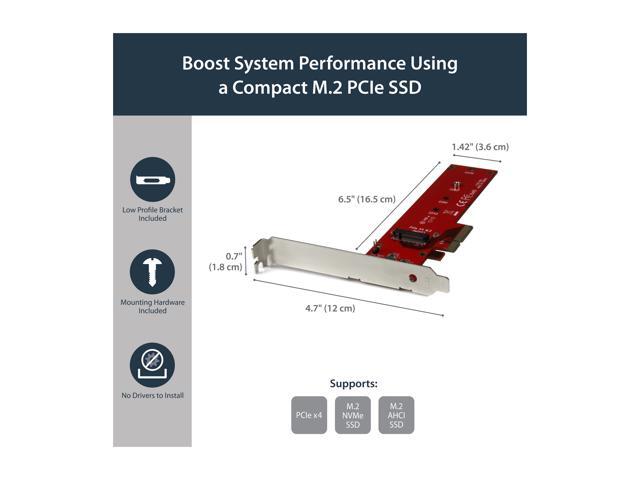 StarTech. com PEX4M2E1 M.2 Adapter - x4 PCIe 3.0 NVMe - Low Profile and Full Profile - SSD PCIE M.2 Adapter - M2 SSD - PCI Express SSD