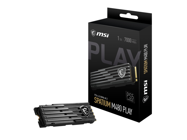 MSI SPATIUM Series M.2 2280 1TB PCI-Express 4.0 x4 3D NAND Internal Solid State Drive (SSD) M480 PS5 Compatible Heatsink