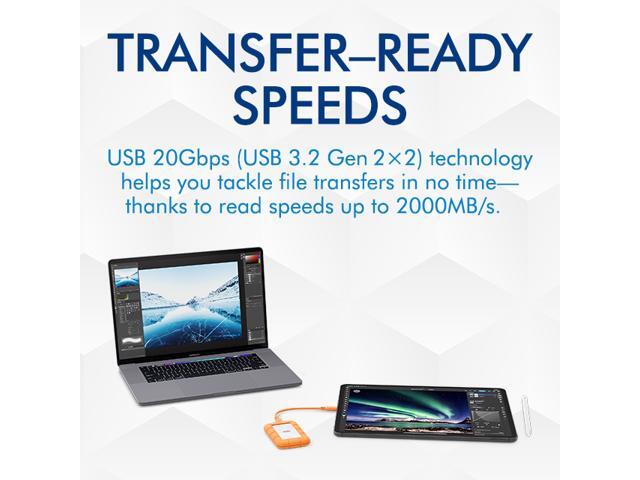 LaCie - Rugged Mini SSD 1TB Solid State Drive - USB 3.2 Gen 2x2, speeds up to 2000MB/s (STMF1000400) - Silver and Orange - image 6