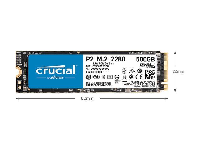 Crucial P2 1TB 3D NAND NVMe PCIe M.2 SSD Up to 2400 MB/s - CT1000P2SSD8