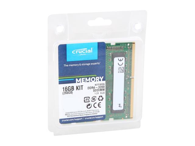 Crucial 16GB (2 x 8GB) 260-Pin DDR4 SO-DIMM DDR4 3200 (PC4 25600) Laptop Memory Model CT2K8G4SFRA32A