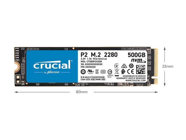 Crucial P2 2TB 3D NAND NVMe PCIe M.2 SSD Up to 2400 MB/s - CT2000P2SSD8