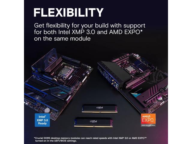 Crucial - Pro Overclocking 32GB (2x16GB) DDR5 6000MHz C36 UDIMM Desktop Memory - Black - image 5