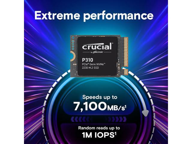 Crucial P310 2TB PCIe Gen4 2230 NVMe M.2 SSD - Up to 7,100 MB/s - Uplevel Your Console - Internal Solid State Drive (PC) - CT2000P310SSD2