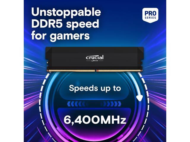 Crucial - Pro OC Gaming 32GB (2x16GB) DDR5 6400MHz C38 UDIMM Intel XMP 3.0 & AMD EXPO Desktop Memory - Black - image 3